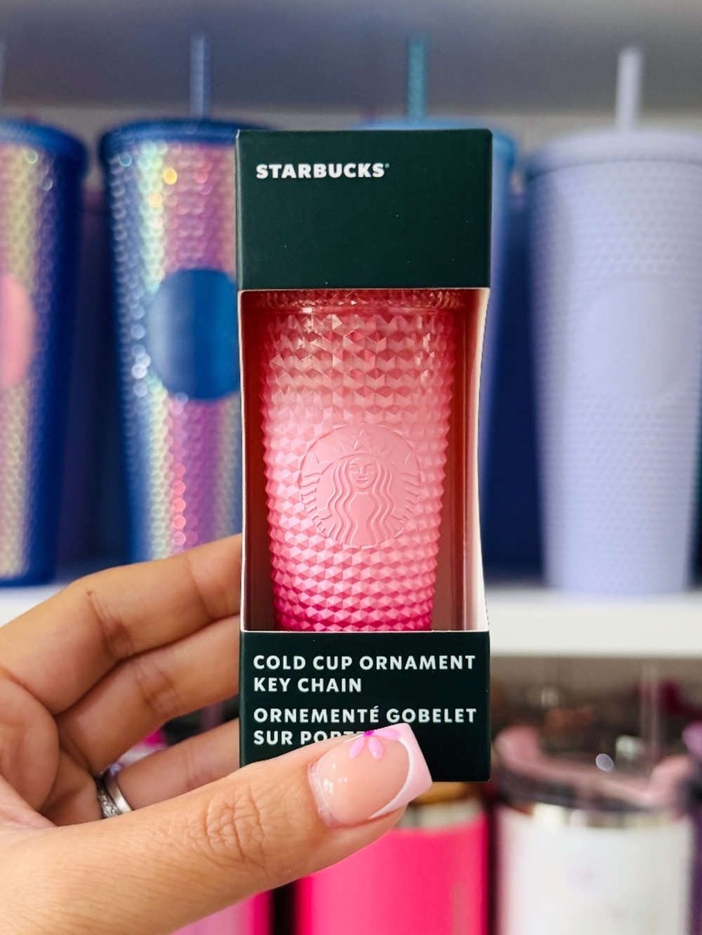 Pink Ombre Starbucks Keychain
